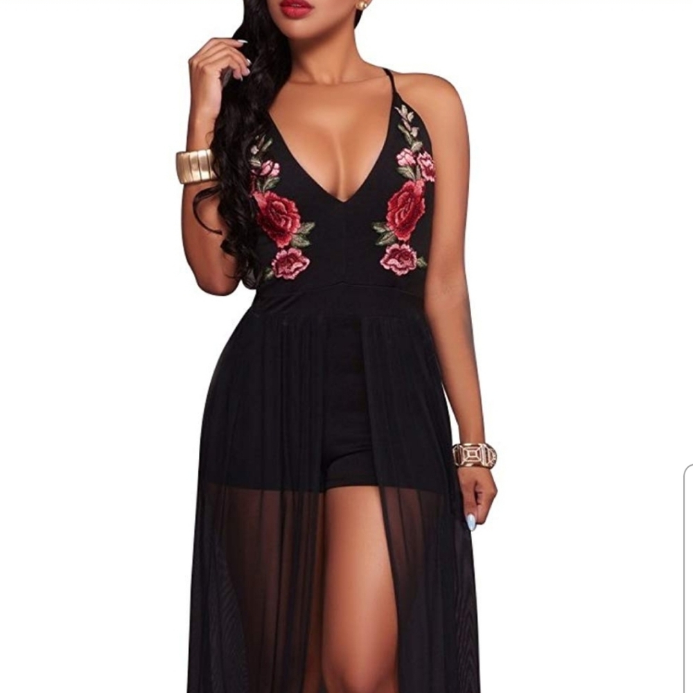 Romper Sheer Maxi Dress Combo